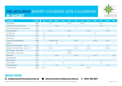 Endeavour Short Courses Calendar 2015.indd