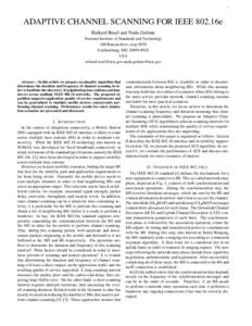 1  ADAPTIVE CHANNEL SCANNING FOR IEEE 802.16e Richard Rouil and Nada Golmie  National Institute of Standards and Technology