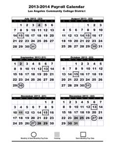 [removed]Payroll Calendar Los Angeles Community College District July[removed]Sun  7