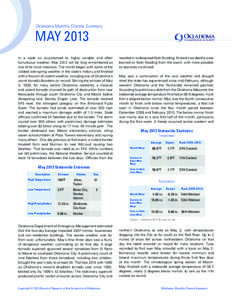 Oklahoma Monthly Climate Summary  MAY 2013 Oklahoma Climatological Survey