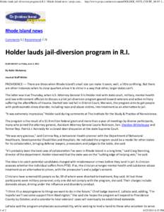 Holder lauds jail-diversion program in R.I. | Rhode Island news | projo.com | The Providence Journal