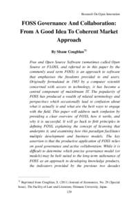 Research On Open Innovation  FOSS Governance And Collaboration: From A Good Idea To Coherent Market Approach