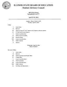 Student Advisory Council Meeting Agenda - April 15-16, 2014