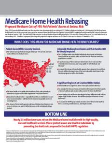 Medicare Home Health Rebasing Proposed Medicare Cuts of 14% Put Patients’ Access at Serious Risk Since 2009, home health beneficiaries and their providers have been impacted by an estimated $72.5 billion in Medicare fu