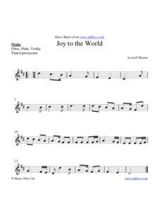 Sheet Music from www.mfiles.co.uk  Joy to the World Main: Oboe, Flute, Violin,
