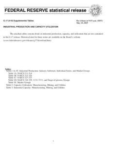 FEDERAL RESERVE statistical release GSupplemental Tables For release at 9:15 a.m. (EDT) May 15, 2015