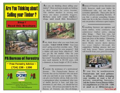 Are You Thinking about Selling your Timber ? Are you are thinking about selling your  Bureau of Forestry service foresters can