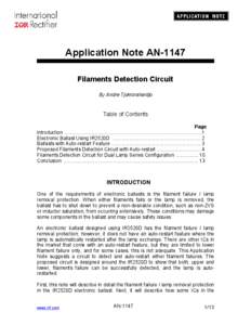 Application Note AN-1147 Filaments Detection Circuit By Andre Tjokrorahardjo