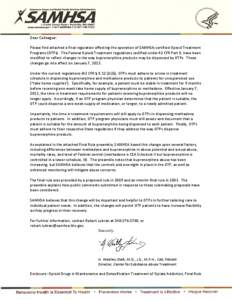 SAMHSA Letter to Opioid Treatment Programs
