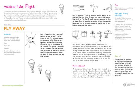 Week 6:  Take Flight Tips Make sharp creases when folding