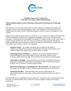Computing / Literacy / 21st Century Skills / Computer science / Information and communication technologies in education / Software engineering / Computer literacy / Bachelor of Computing / Education / Technology / Educational technology