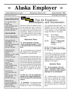 Alaska Employer Alaska Department of Labor Employment Security Tax  Tony Knowles, Governor