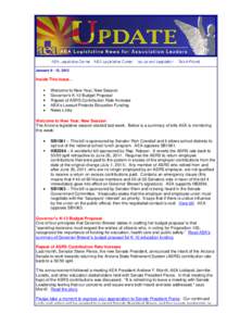 January[removed], 2012  Inside This Issue... Welcome to New Year, New Session Governor’s K-12 Budget Proposal Repeal of ASRS Contribution Rate Increase