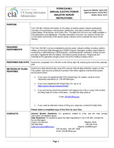 FORM EIA-861 ANNUAL ELECTRIC POWER INDUSTRY REPORT INSTRUCTIONS  Approval: OMB No[removed]