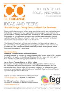 THE CENTRE FOR SOCIAL INNOVATION COWORKING SPACE IDEAS AND PEERS