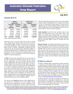 Australian Oilseeds Federation Crop Report July 2012 CanolaInterim Final