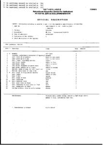 ** No aanvraag record is available. (91) ** No aanvraag record is available. (91) ** No aanvraag record is available[removed]FORM II  NETHERLANDS