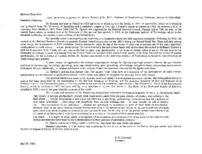 Madame Chancellor: I have the honour to present Dr. Samuel Epstein, B.Sc., Ph.D., Professor of Geochemistry, California Institute of Technology, Pasadena, California. Dr. Epstein was born in Poland in 1919 and came to Wi