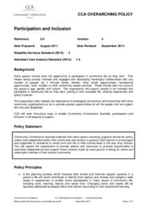 CCA OVERARCHING POLICY  Participation and Inclusion Reference:  2.0