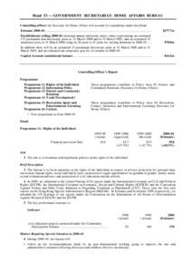 Head 53 — GOVERNMENT SECRETARIAT: HOME AFFAIRS BUREAU Controlling officer: the Secretary for Home Affairs will account for expenditure under this Head. Estimate 2000–01................................................