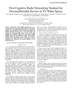 First Cognitive Radio Standard of Personal/Portable Area Networks based on TV White Space