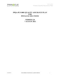 PPQA-PLNProcess Quality Assurance Plan PPQA-PLN-0001 QUALITY ASSURANCE PLAN FOR