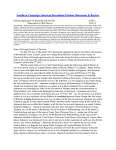 Southern Campaign American Revolution Pension Statements & Rosters Pension application of Wyatt Hewell S32308 Transcribed by Will Graves f23VA[removed]