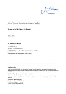 Online-Texte der Evangelischen Akademie Bad Boll  Staat und Religion in Japan