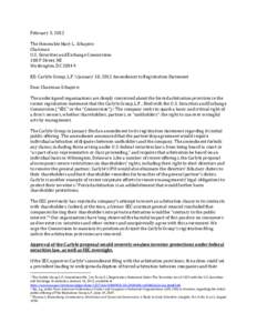 Letter to SEC-Arbitration of Shareholder Claims