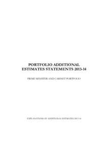 PM&C Portfolio Additional Estimates Statements