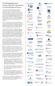 NCI-designated Cancer Centers Urge HPV Vaccination for the Prevention of Cancer Abramson Cancer Center