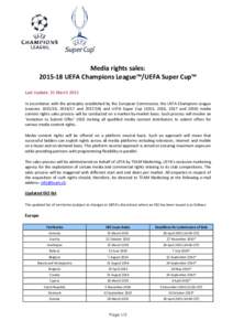 Media rights sales - UEFA Champions League - UEFA Super Cup