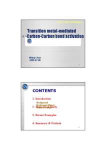 PKU CCME OPSS Report  Transition metal-mediated σ-Carbon-Carbon bond activation  Wang Chao