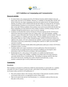 ACS Guidelines on Campaigning and Communication Process & Activities • •