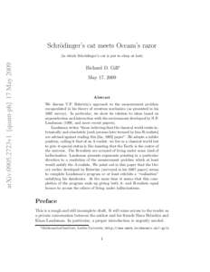 Schr¨odinger’s cat meets Occam’s razor arXiv:0905.2723v1 [quant-ph] 17 Mayin which Schr¨ odinger’s cat is put to sleep at last)