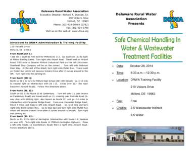 Delaware Rural Water Association Executive Director: Richard A. Duncan, Sr. 210 Vickers Drive Milford, DE[removed]Phone: [removed]DRWA[removed]Fax: [removed]