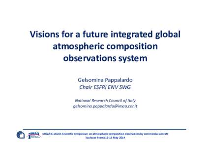 Visions for a future integrated global  atmospheric composition  observations system Gelsomina Pappalardo Chair ESFRI ENV SWG National Research Council of Italy