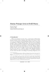 Femina Princeps: Livia in Ovid’s Poetry Sanjaya Thakur Colorado College 