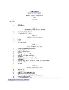 Central bank / Central Bank of the Republic of Turkey / Botswana / Government / International relations / Governor-General of Belize / An Act further to protect the commerce of the United States / Political geography / Government of Oklahoma / Governor of Oklahoma