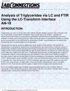 Lab Connections  Analysis of Triglycerides via LC and FTIR