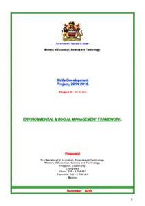 Government of Republic of Malawi Ministry of Education, Science and Technology. Skills Development Project, [removed]Project ID P131660