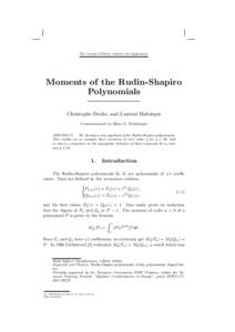 The Journal of Fourier Analysis and Applications  Moments of the Rudin-Shapiro Polynomials Christophe Doche, and Laurent Habsieger Communicated by Hans G. Feichtinger