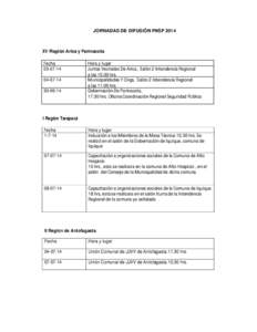 JORNADAS DE DIFUSIÓN FNSPXV Región Arica y Parinacota Fecha14