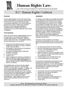 Human rights in Canada / Behavior / Discrimination / British Columbia Human Rights Code / Sexual harassment / Human rights / Harassment / LGBT rights in Canada / Ethics / Bullying / Abuse
