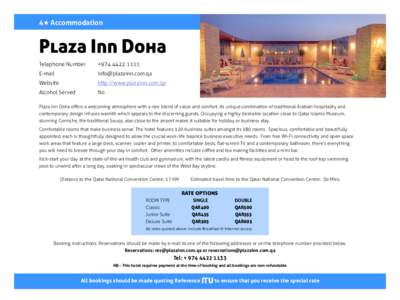 4★ Accommodation  Plaza Inn Doha Telephone Number	  +[removed]