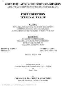 Code of Federal Regulations / United States maritime law / Lafourche Parish /  Louisiana / Title 46 of the Code of Federal Regulations / Tariff / Port / Geography of the United States / Louisiana / Business / Houma – Bayou Cane – Thibodaux metropolitan area / International trade / Port Fourchon /  Louisiana