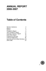 ANNUAL REPORT[removed]Table of Contents Member Institutions Mission