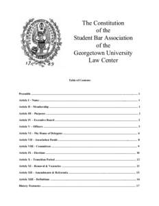 The Constitution of the Student Bar Association of the Georgetown University Law Center