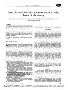 SHORT COMMUNICATION  Effect of Propofol on Anal Sphincter Pressure During Anorectal Manometry 