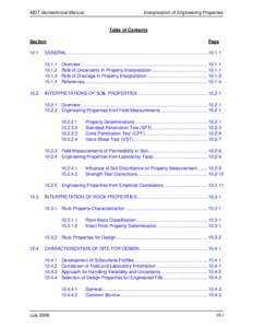 MDT Geotechnical Manual  Interpretation of Engineering Properties Table of Contents Section